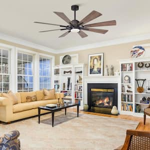 Oretha 60 in. Indoor Windmill 8-Blade LED Oil-rubbed Bronze Ceiling Fan with Light, DC Motor and Remote Control