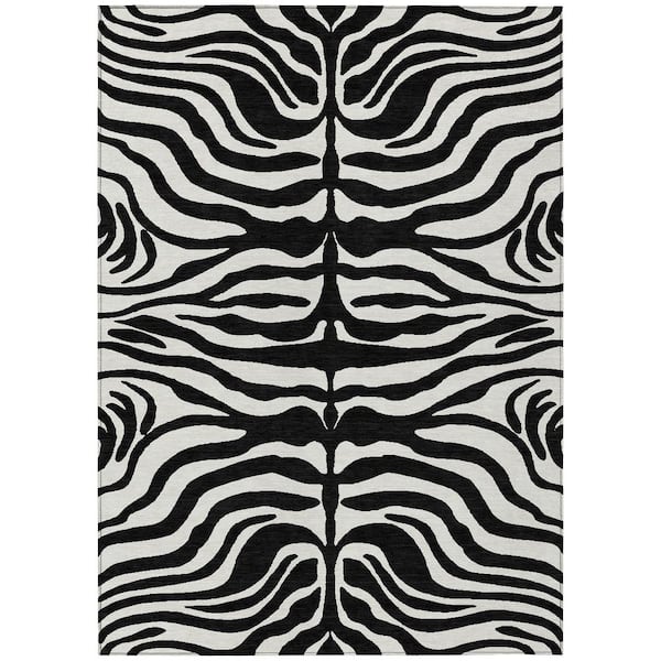 Addison Rugs Chantille Machine Washable Indoor/Outdoor Abstract ACN1042 Black 2 ft. 6 in. x 3 ft. 10 in. Area Rug