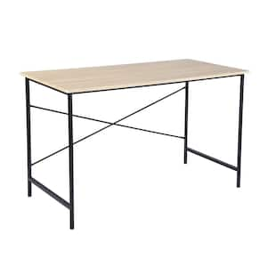 47.2 in. Rectangular Oak Wood Color Industrial Computer Desk with Metal Frame