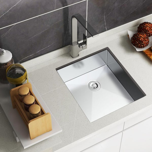 Stainless Steel 18 Gauge 17-in Single Bowl Under-Mount Workstation Kitchen Sink with Grid and Strainer