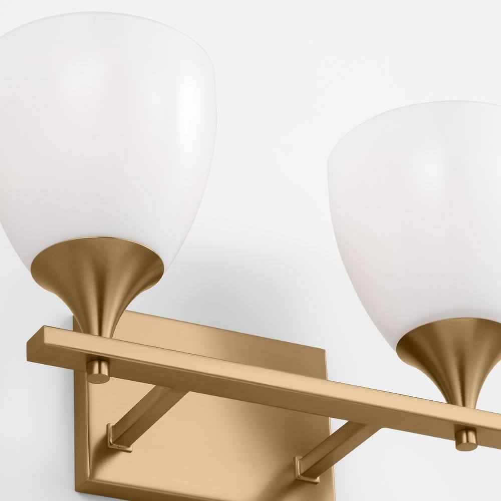 Satin Brass and Milk Glass 2-Light Wall Sconce