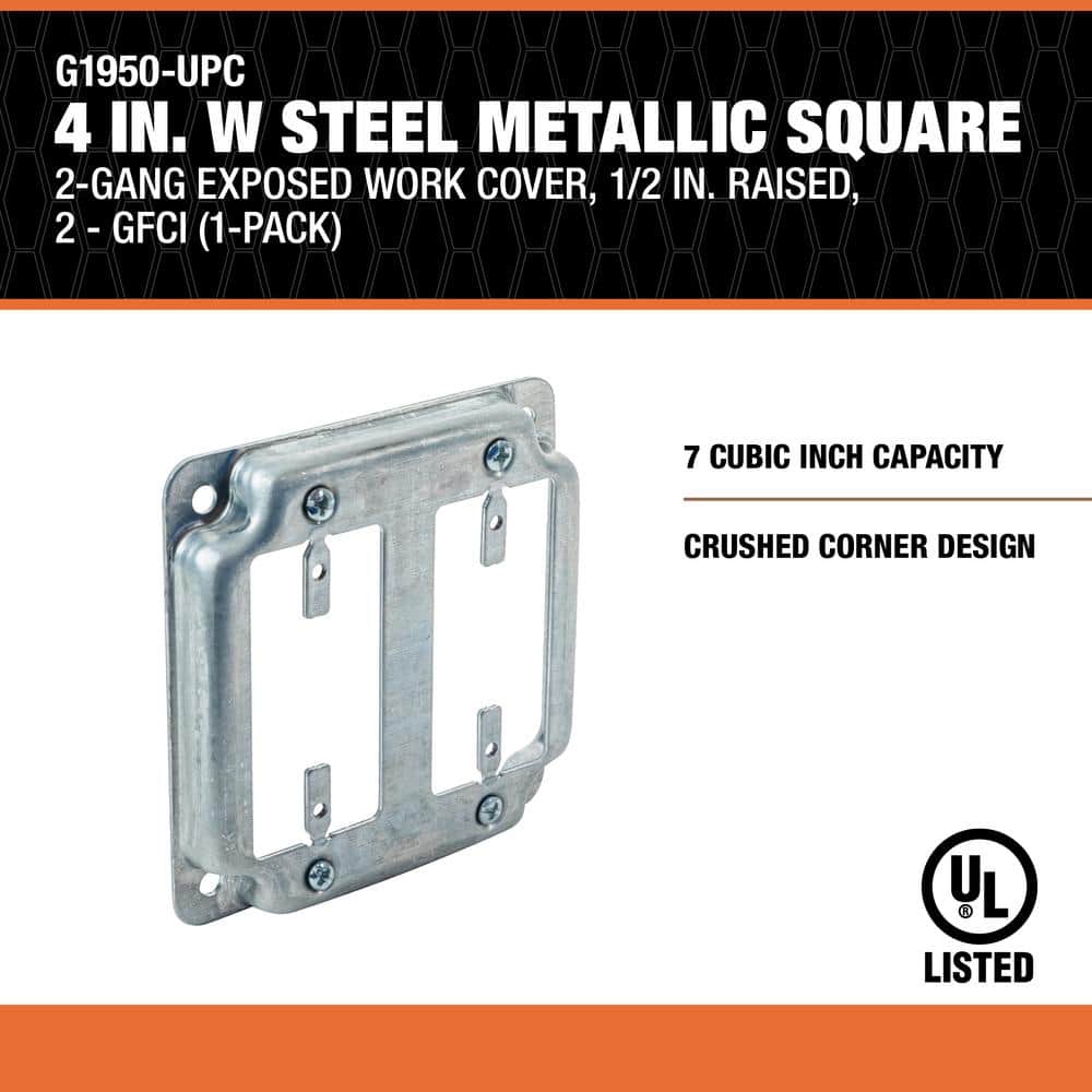 Galvanized Steel 2-Gang Square GFCI Box Cover