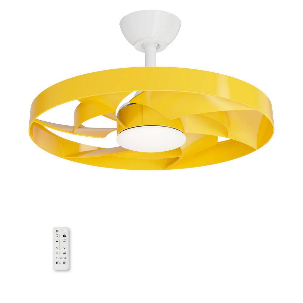 Twinkle 22 in. Indoor White Ceiling Fan with Yellow Blade Dimmable Integrated LED Light and Remote Included price history on PriceWatchPro