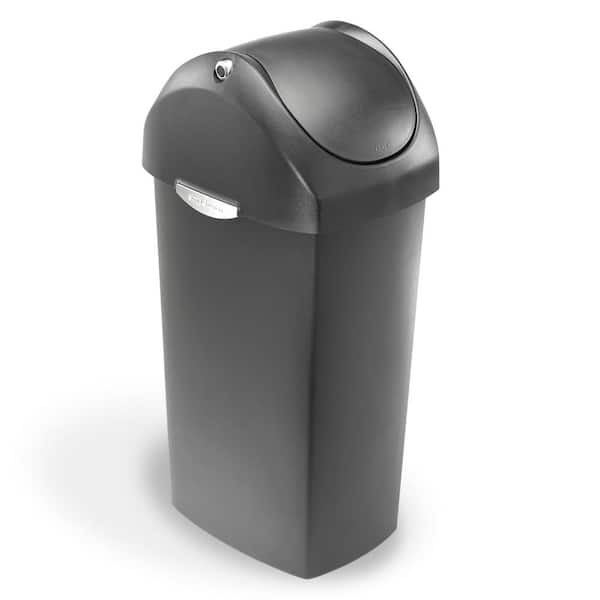 60 Liter Swing Lid Trash Can, Grey Plastic
