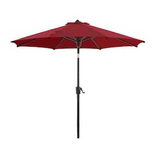 9 ft. Olefin Outdoor Market Umbrella Patio Umbrella, 8 Strudy Ribs and Push Button Tilt in Apple Red