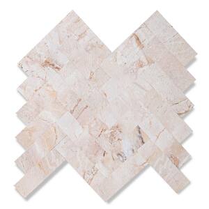 Herringbone Stone Beige 12 in. x 12 in. PVC Peel and Stick Backsplash Wall Tile (10 sq.ft./10-Sheets)