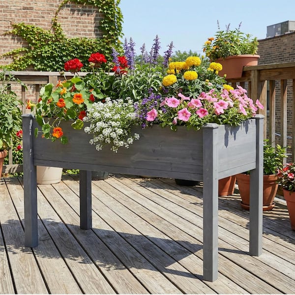 Unbranded 48 in. x 24 in. x 30 in. Solid Wood Raised Garden Bed with Legs,  Elevated Planter Box for Outdoor Plants OUT-D-583