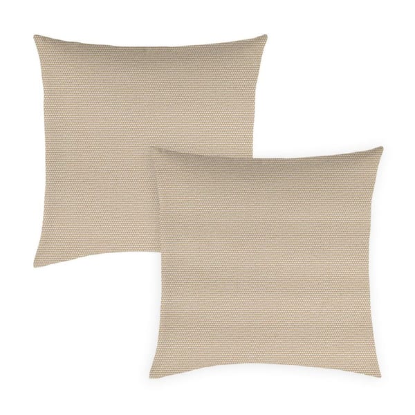 Sunbrella Beige Square Outdoor Throw Pillow, (Set of 2)