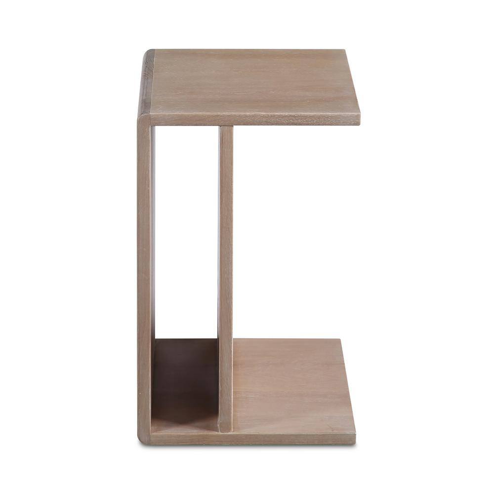 Compact White Oak C-Shaped Side Table with Semi-Gloss Finish