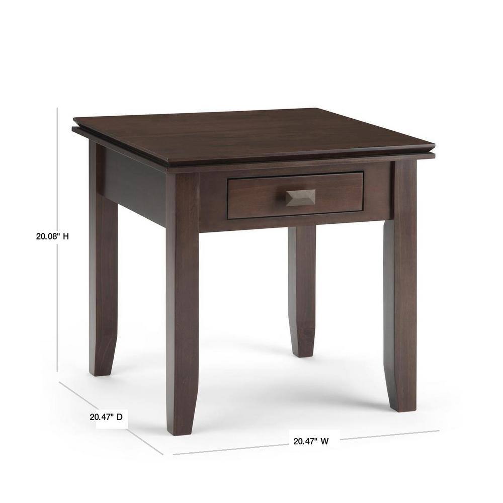 Artisan Tobacco Brown Solid Wood Square End Table with Storage