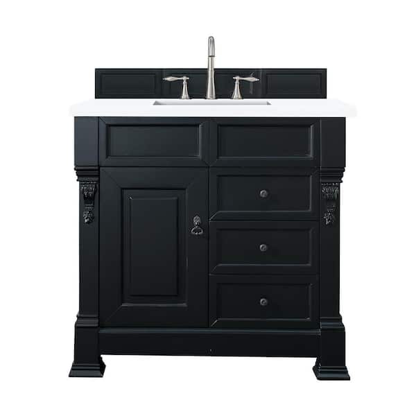James Martin Vanities Brookfield 36 in. W x 23.5 in. D x 34.3 in. H Bathroom Vanity in Antique Black with Vanity Top in Classic White