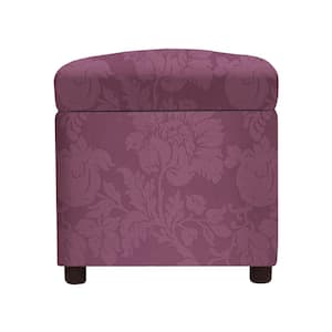 Jacob Purple Floral Rayon Polyester Blend Sateen Cube Storage 18 in. Ottoman