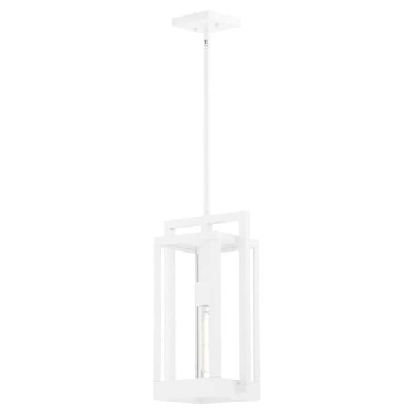 Marco 100-Watt 1 Light 18" White Pendant Light with Clear Glass Shade, No Light Bulb Included