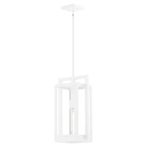 Marco 100-Watt 1 Light 18" White Pendant Light with Clear Glass Shade, No Light Bulb Included