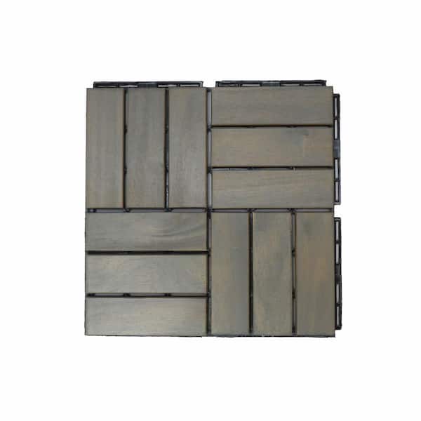 maocao hoom 1 ft. x 1 ft. Square Acacia Wood Interlocking Flooring Tiles (Pack of 10 Tiles)