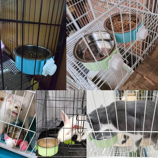 Removable Stainless Steel Hanging Dog Bowl Food Water - Temu United Kingdom