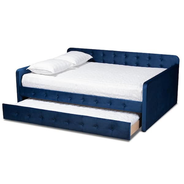 Baxton Studio Jona Navy Blue Full Daybed with Trundle 169 10846 HD