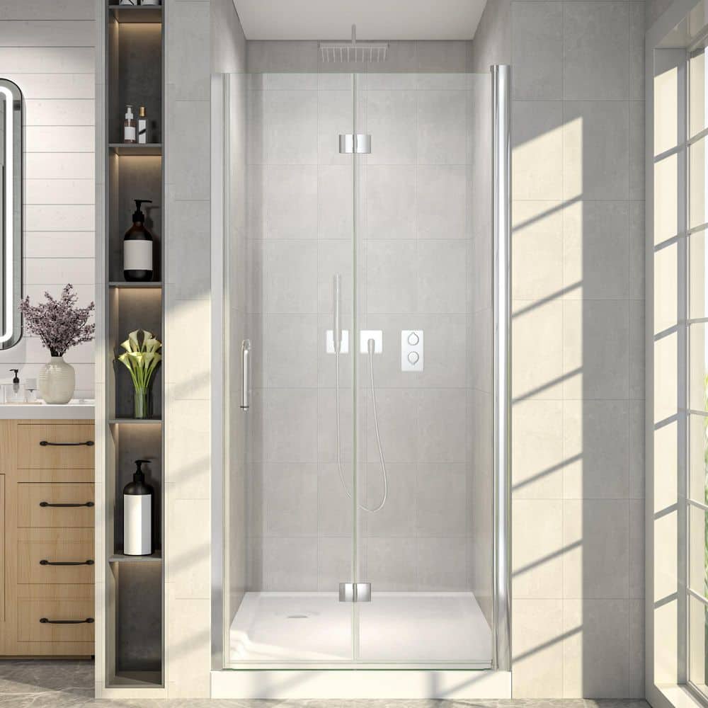 AVAXA 36 - 38 in. W x 72 in. H Bi-Fold Frameless Shower Door in