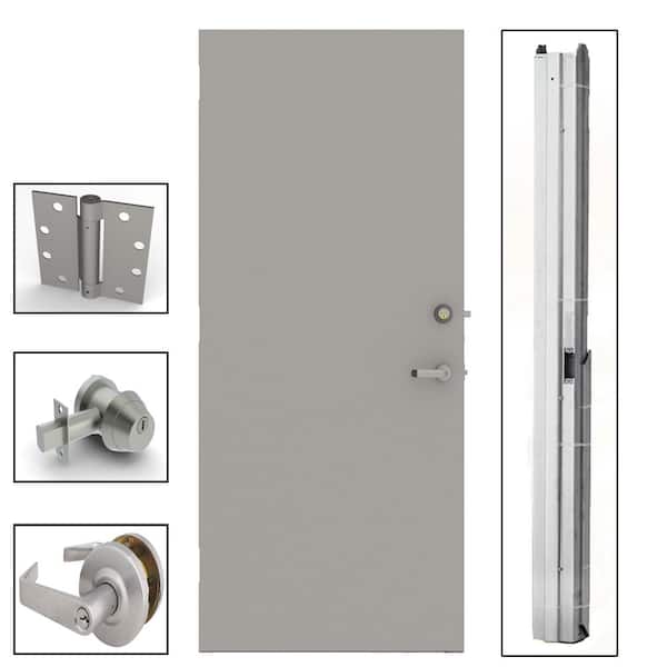 L.I.F Industries 36 in. x 80 in. Gray Flush Steel Security Commercial Door with Hardware