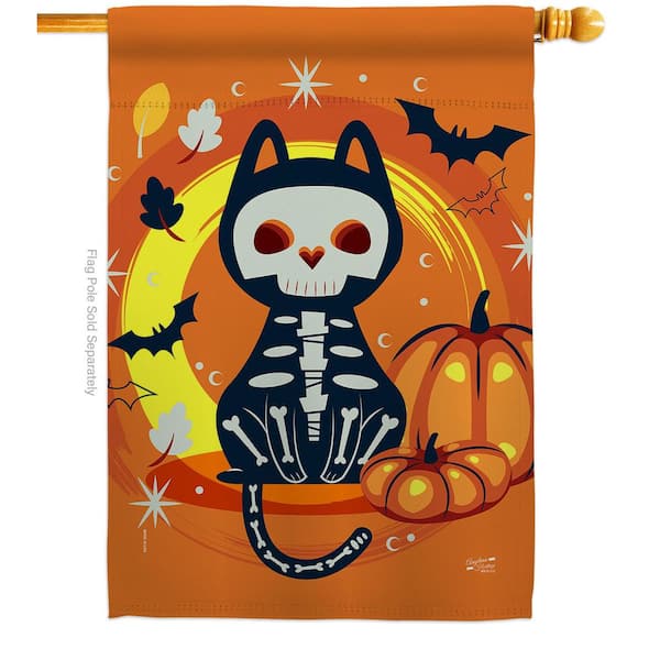 Angeleno Heritage MADE AND DESIGNED LOS ANGELES CALIFORNIA 28 in. x 40 in. Halloween Black Cat Fall House Flag Double-Sided Decorative Vertical Flags