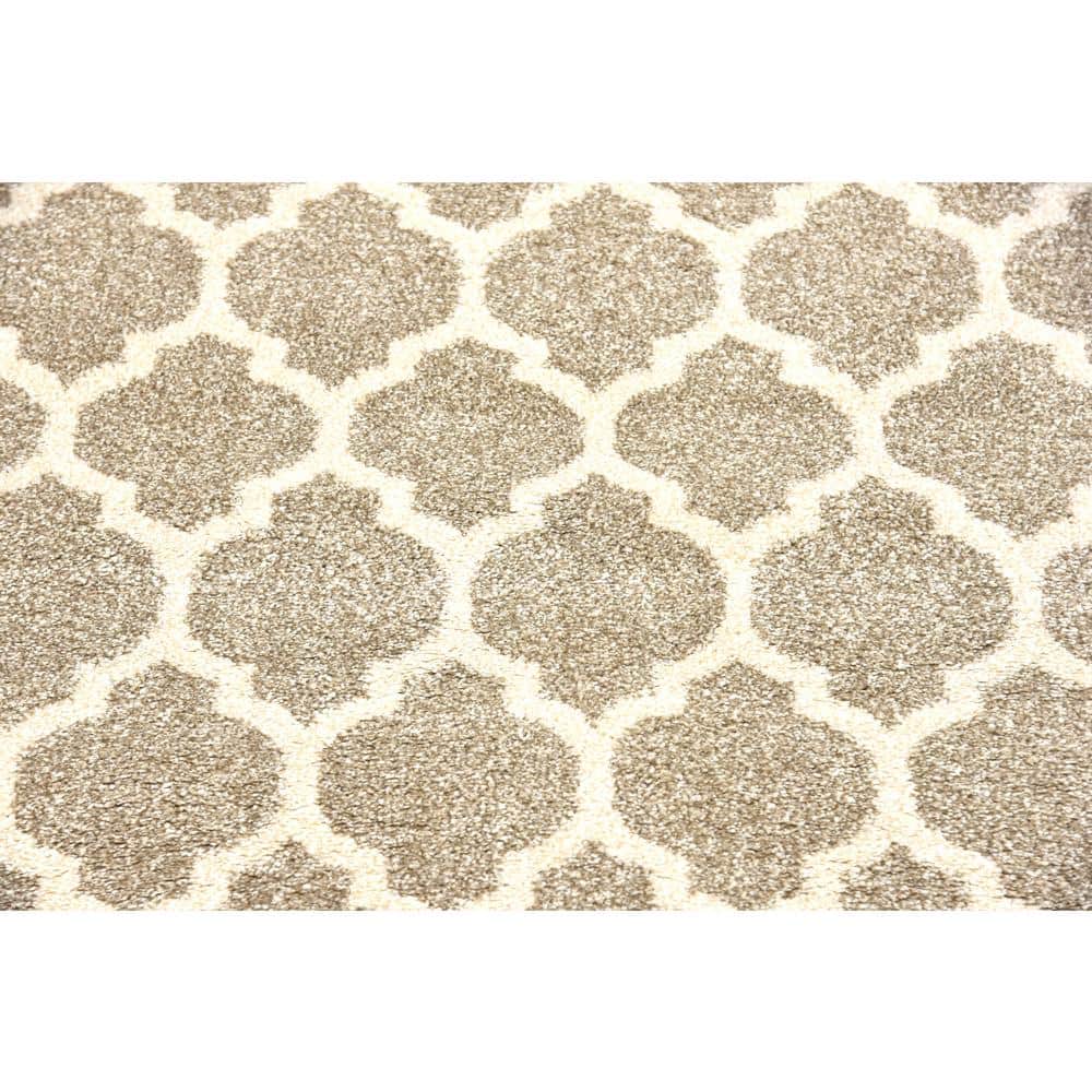 Elegant Trellis Light Brown 8ft Indoor Runner Rug - Easy Care & Stain-Resistant