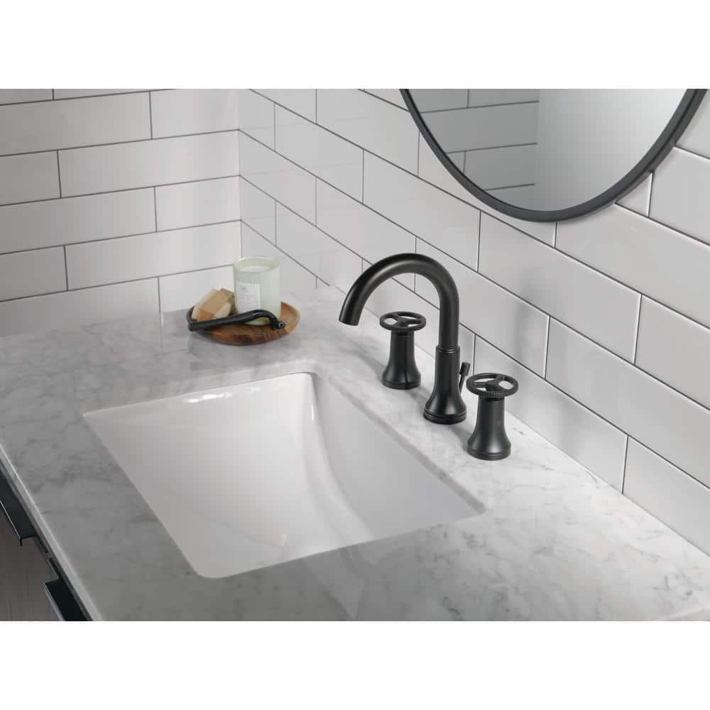 Matte Black Brass Modern Widespread Bathroom Faucet