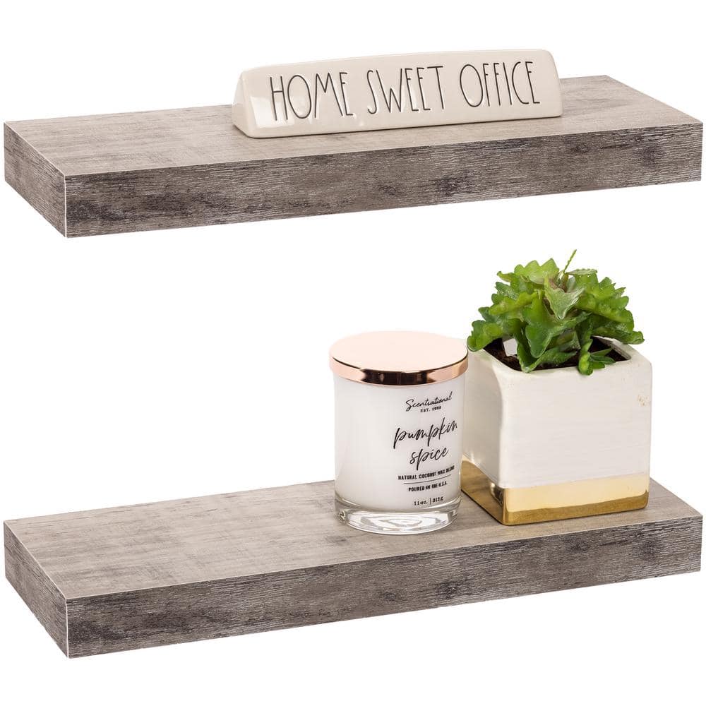Gray Rectangular Floating Mantel Wall Shelf, 17.5"