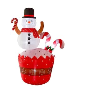 7 ft. Inflatables Festive Frosty Snowman with Cupcake Christmas Ornament
