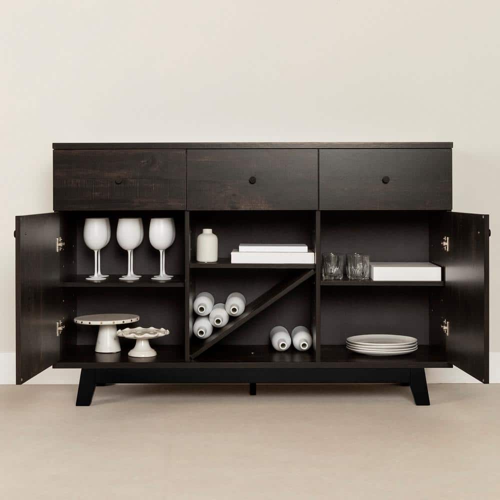 Bellami Black Wood Buffet with Wine Storage