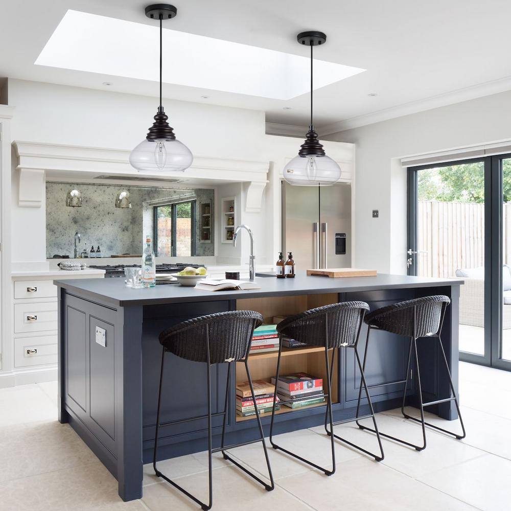 Matte Black Mini Pendant Light with Clear Glass Shade