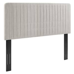 Milenna Oatmeal Channel Tufted Upholstered Fabric Twin Headboard