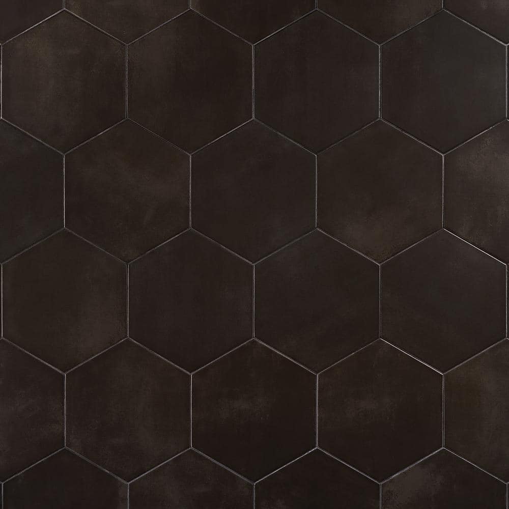 Eclipse Black Matte Porcelain Hexagon Floor and Wall Tile