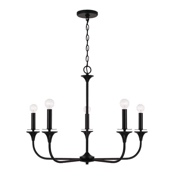 HOMEPLACE LIGHTING Presley 5-Light Matte Black 31 in. W x 23 in. H Chandelier