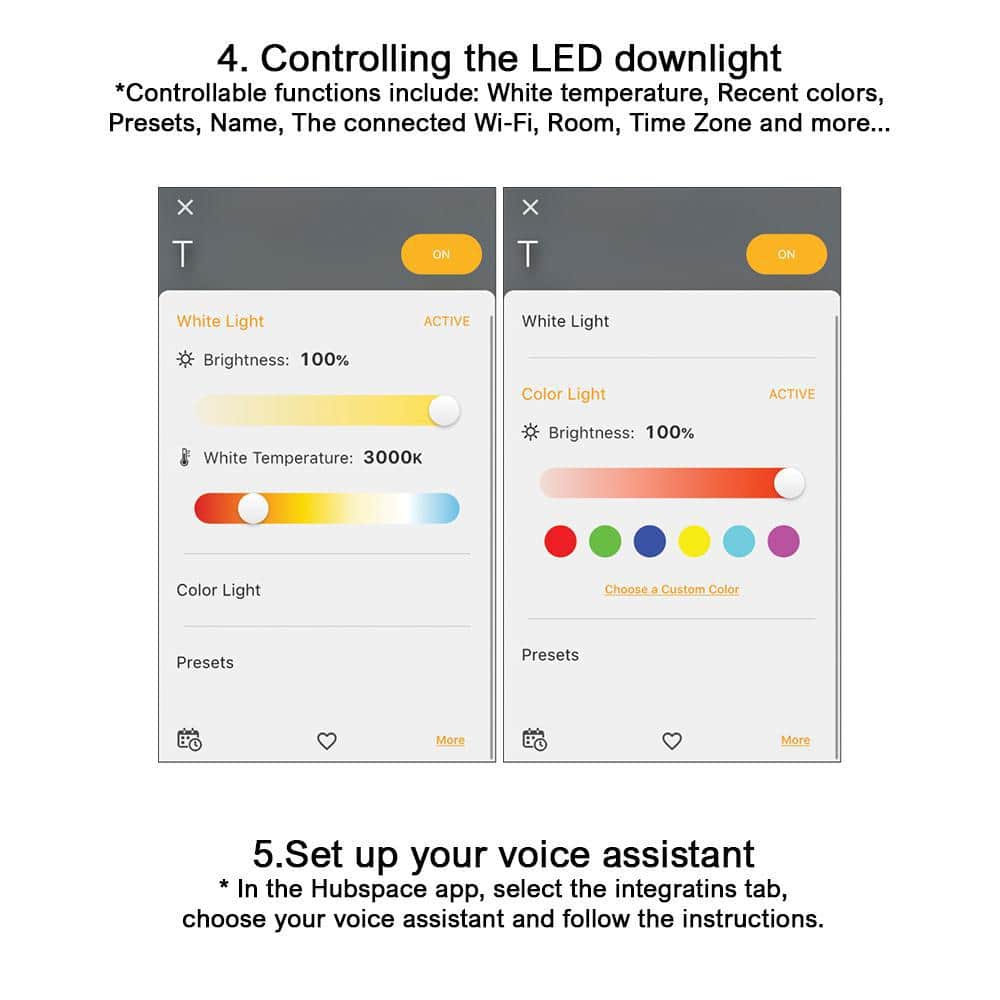 White Smart LED Recessed Light Trim with Voice Control