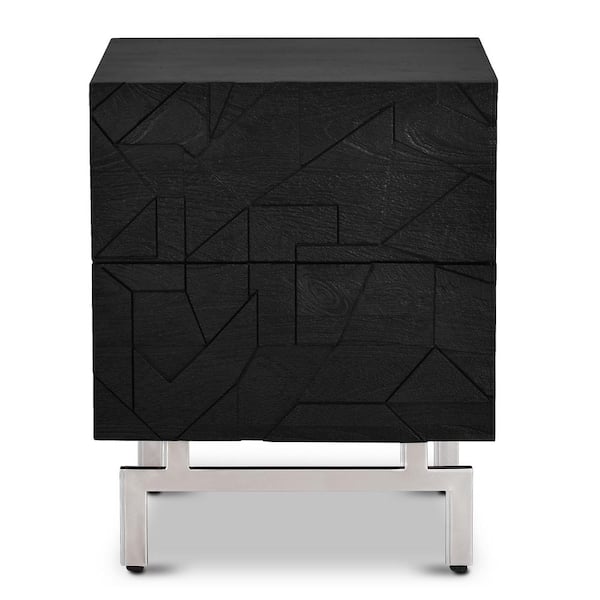 Poly and Bark Geo Black 2-Drawer Nightstand