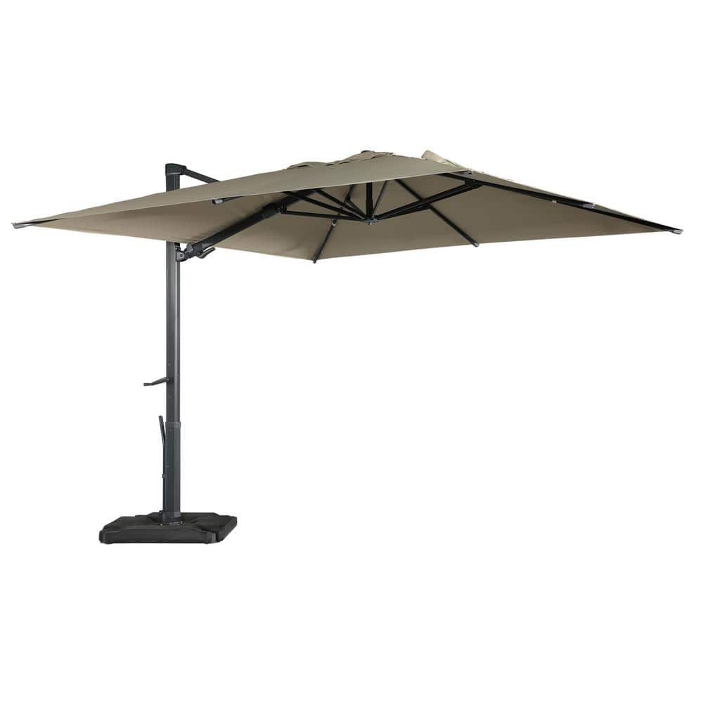 10 ft. x 13 ft. Aluminum Cantilever Outdoor Tilt Patio Umbrella in Taupe with Base Weight Stand -  Mondawe, MO-MY02TN-JX