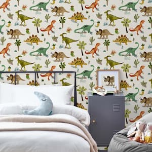 NEXT Prehistoric Dinosaur and Friends Natural Non-Woven Paste the Wall Removable Wallpaper