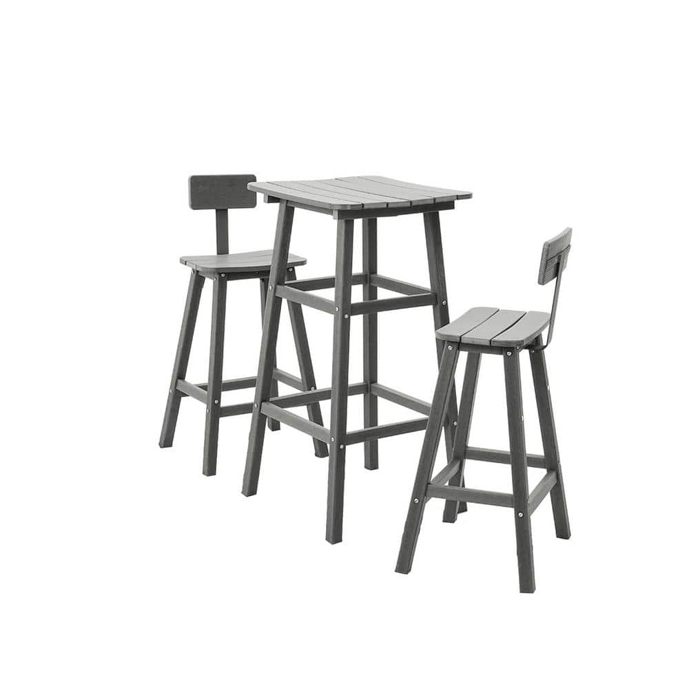 Cesicia Gray 3-Piece Plastic Square High Outdoor Serving Bar Set ...