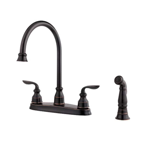 Pfister Avalon 2-Handle Standard Kitchen Faucet with Side Spray in Tuscan Bronze