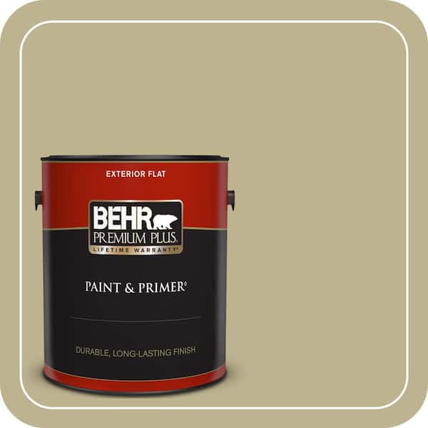 BEHR PREMIUM PLUS 1 gal. #PPU9-10 Wasabi Powder Flat Exterior Paint & Primer