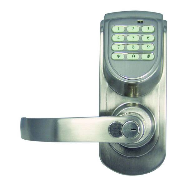 Design House Satin Nickel Electronic Keypad Entry Lever with Left-Hand