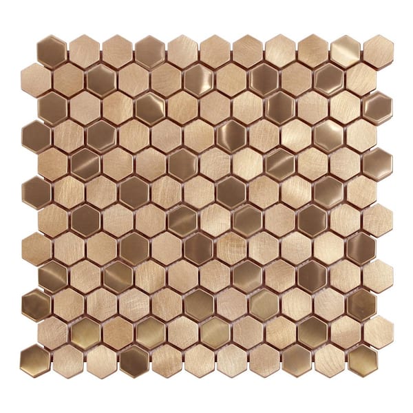 sunwings Mix Copper 12 in. x 11.5 in. Hexagon Mosaic Backsplash. Stainless Steel and Aluminum Mosaic Wall Tile (9.5 sq. ft./Case)