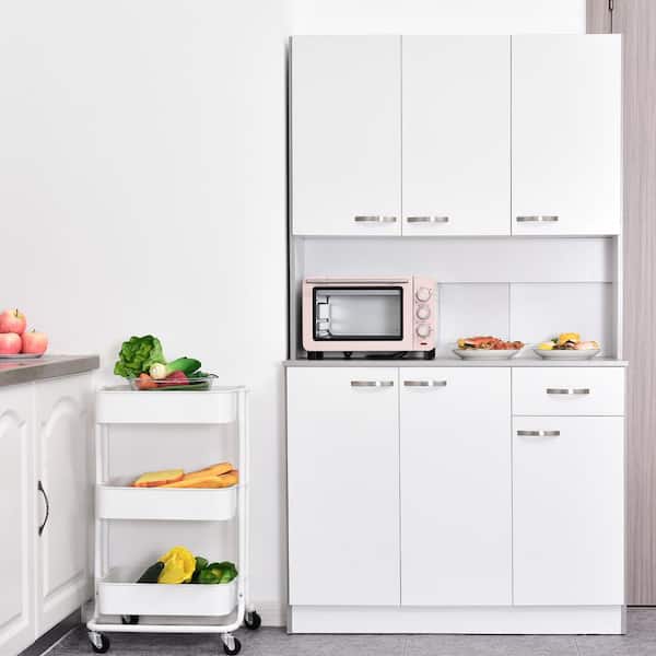 HOMCOM 71 in. White Freestanding Kitchen Cupboard with 3-Adjustable Shelves  and 1-Drawer 801-026 - The Home Depot