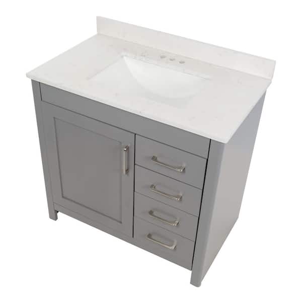 Westcourt 49 in. W x 22 in. D Bath Vanity in Sterling Gray with Stone Effect Vanity Top in Pulsar with White Sink