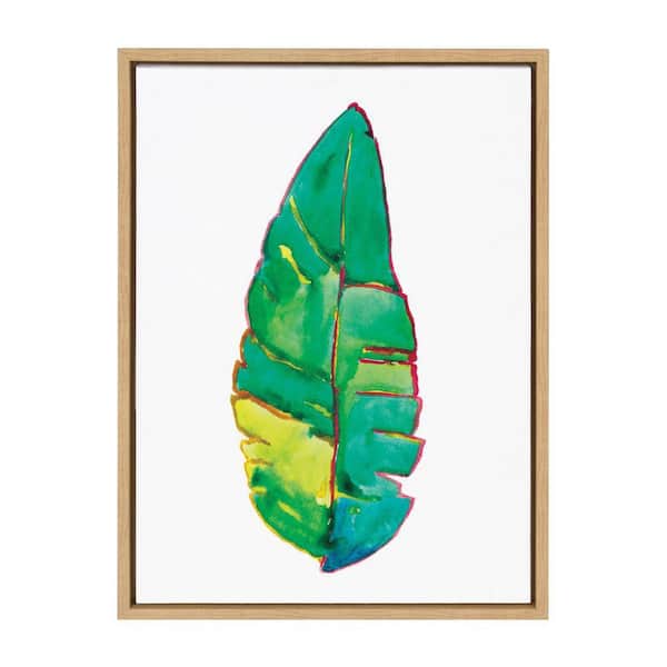 Kate and Laurel Sylvie Banana Leaf by Viola Kreczmer Framed Canvas Plant Art Print 24 in. x 18 in.