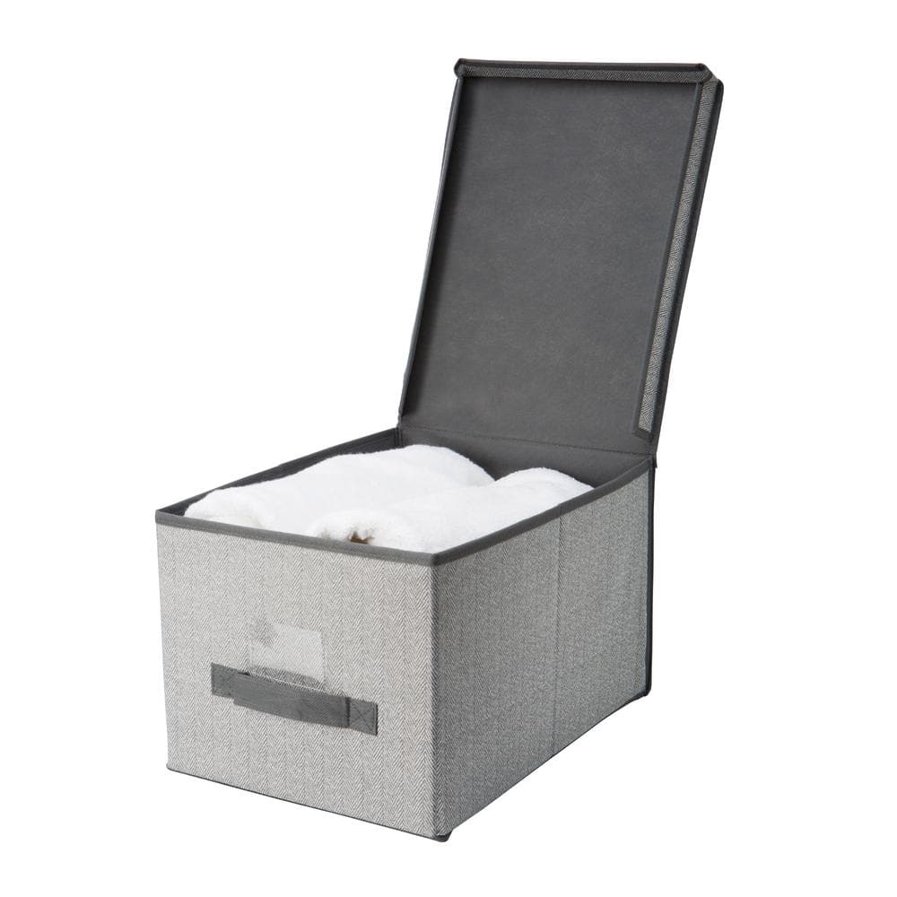 Large Gray Foldable Plastic Lidded Storage Box