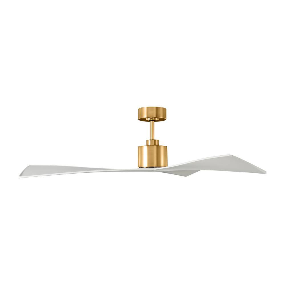 Adler 52" Burnished Brass and Matte White Ceiling Fan with Remote