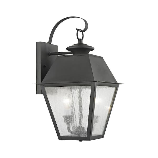 AVIANCE LIGHTING Willowdale 16.5 in. 2-Light Charcoal Outdoor Hardwired Wall Lantern Sconce with No Bulbs Included