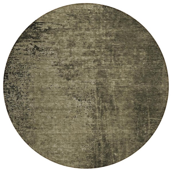 HomeRoots Gray 8 ft. Round Woven Abstract Round Indoor/Outdoor Area Rug ...