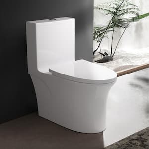 PICO 1-Piece 1.1/1.6 GPF Dual Flush Elongated Toilet in White with Siphon Jet Flush